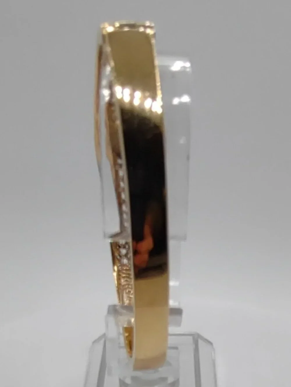 Bangle Bracelet -Peach Iolite Stone + CZs- Sterling Silver 925-Gold Vermeil